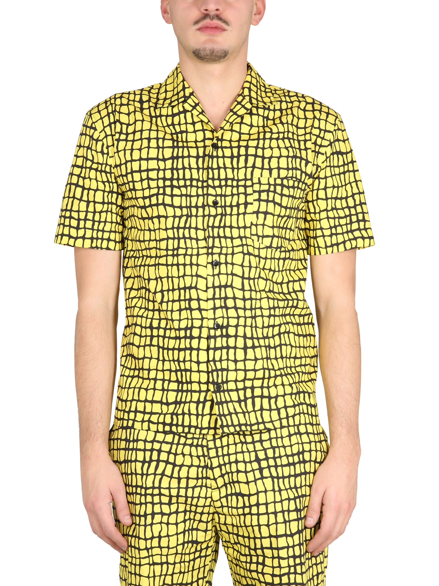 moschino warped grid shirt