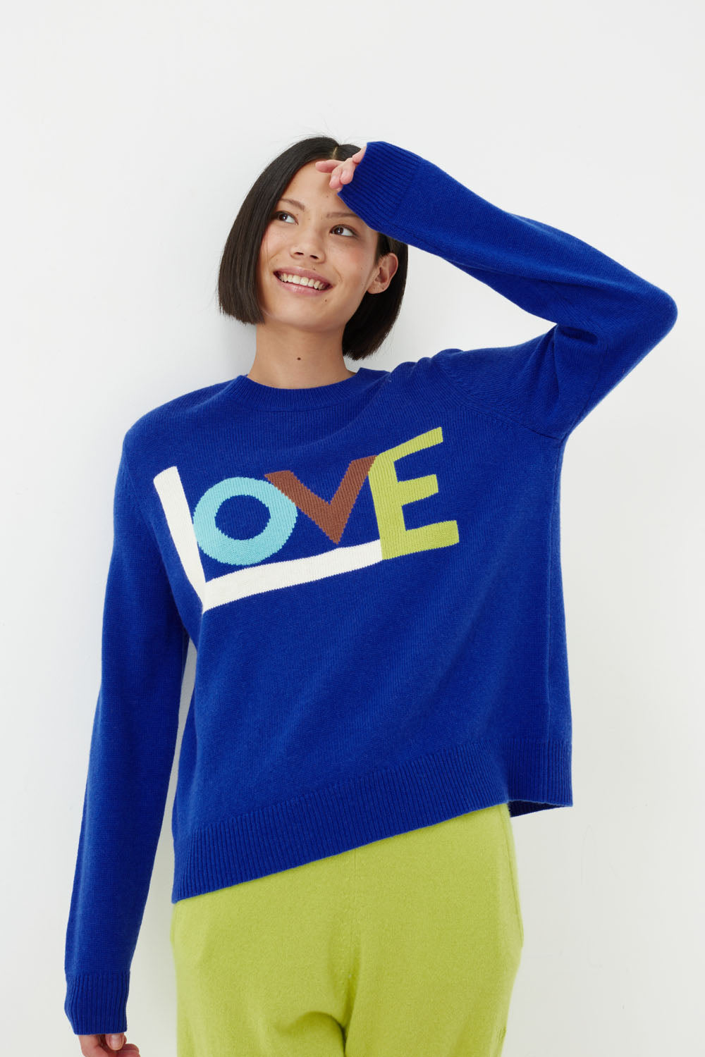 Blue Wool-Cashmere Love Sweater