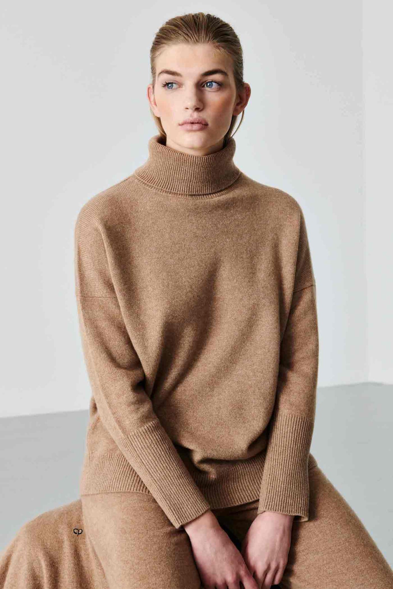 Camel Cashmere Rollneck Sweater