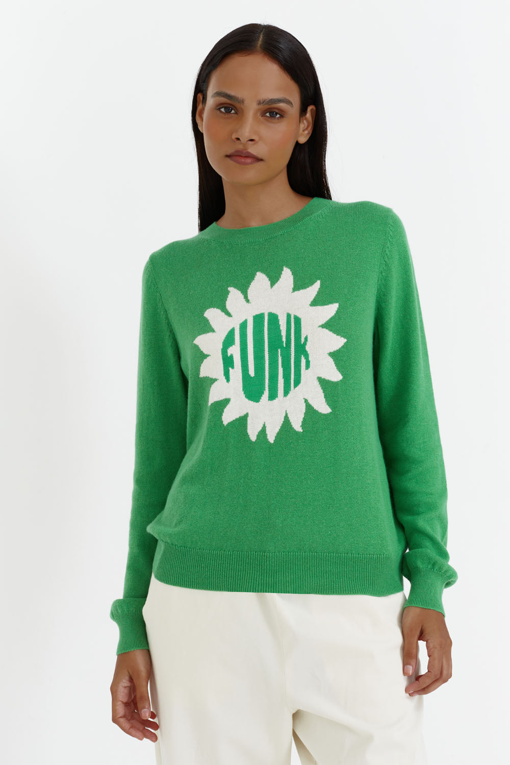 Green Cotton-Cashmere Funk Sweater