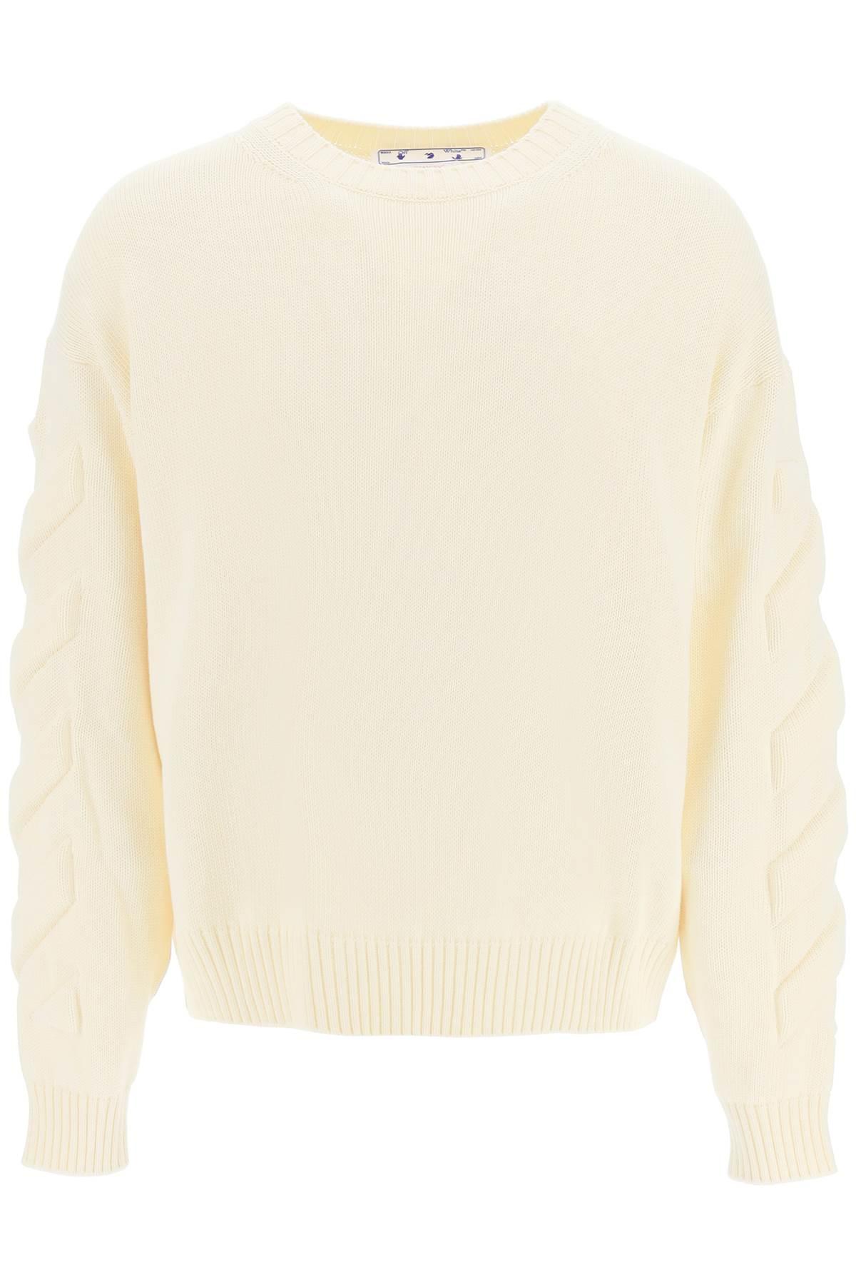 OFF-WHITE CREW-NECK PULLOVER WITH PADDED DETAILS