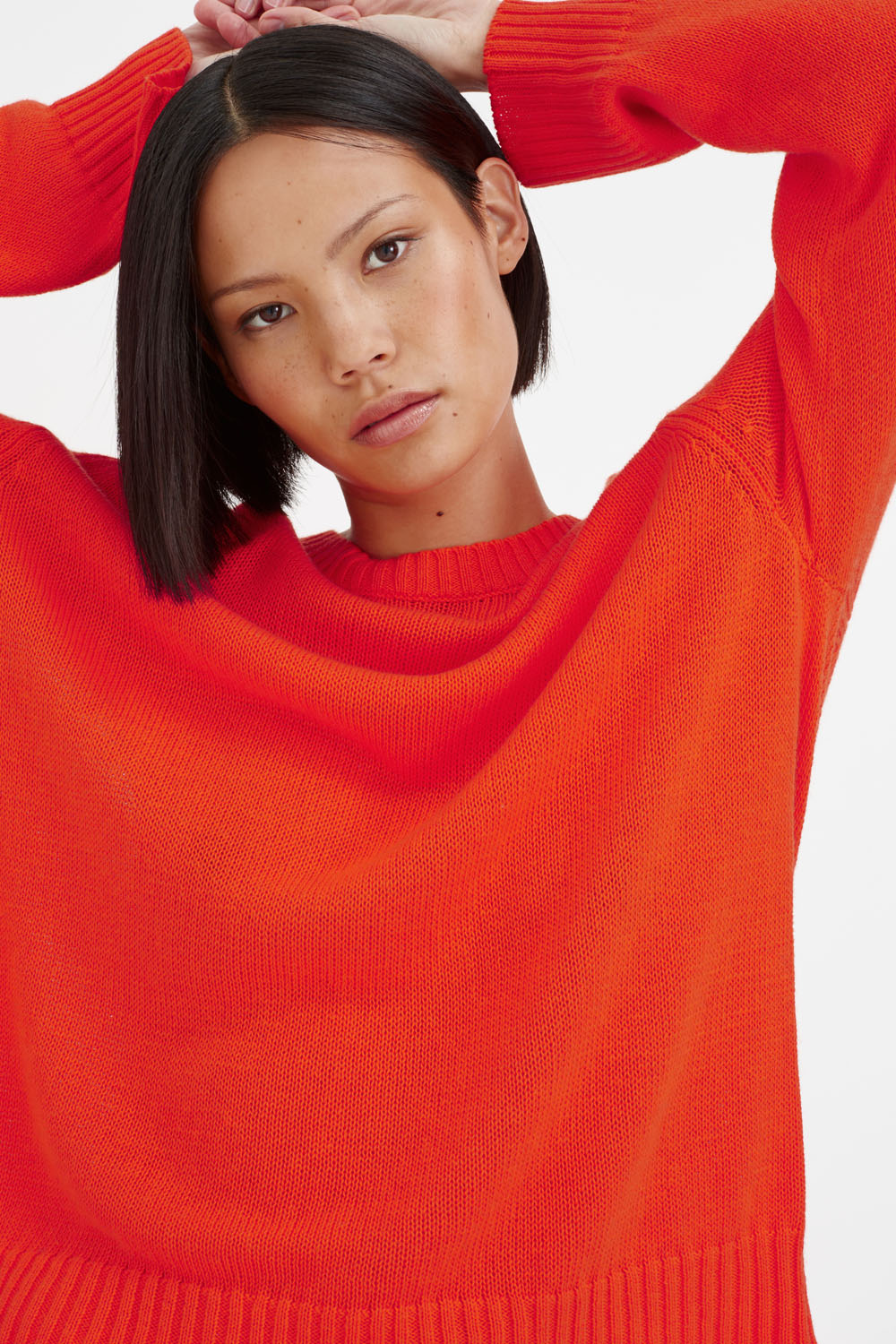 Orange Cotton-Cashmere Slouchy Sweater