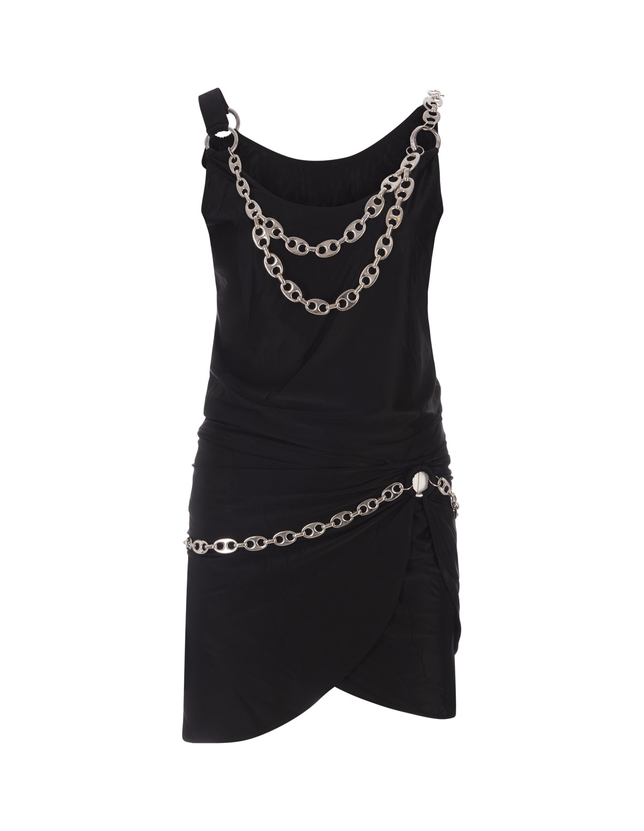 Paco Rabanne Black Mini Dress With Chains
