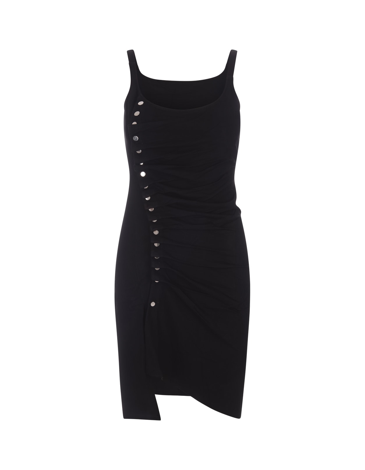 Paco Rabanne Black Sleeveless Mini Dress With Drape