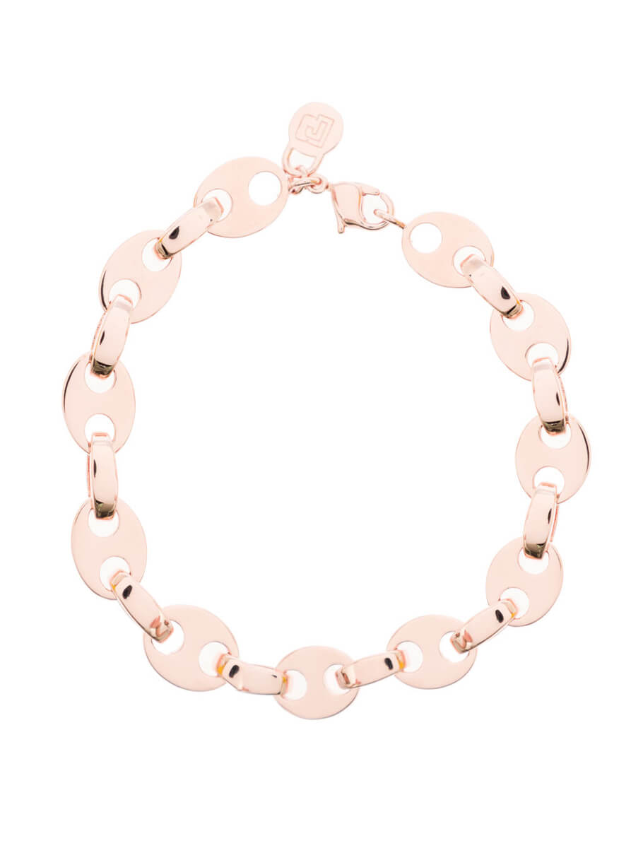 Paco Rabanne Womans Pink Brass Chain Bracelet