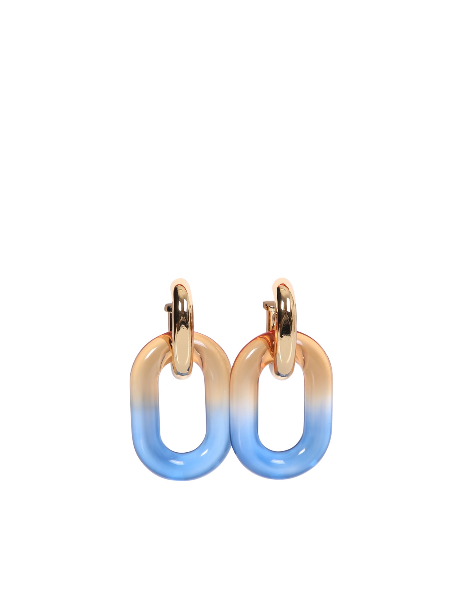 Paco Rabanne Xl Link Double Hoop Earrings Blue Orange
