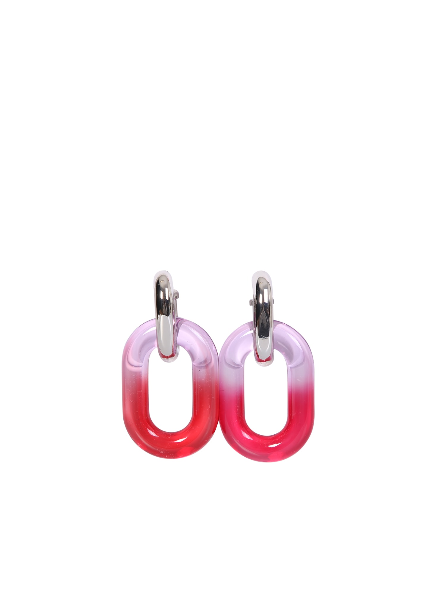 Paco Rabanne Xl Link Double Hoop Earrings Pink Red