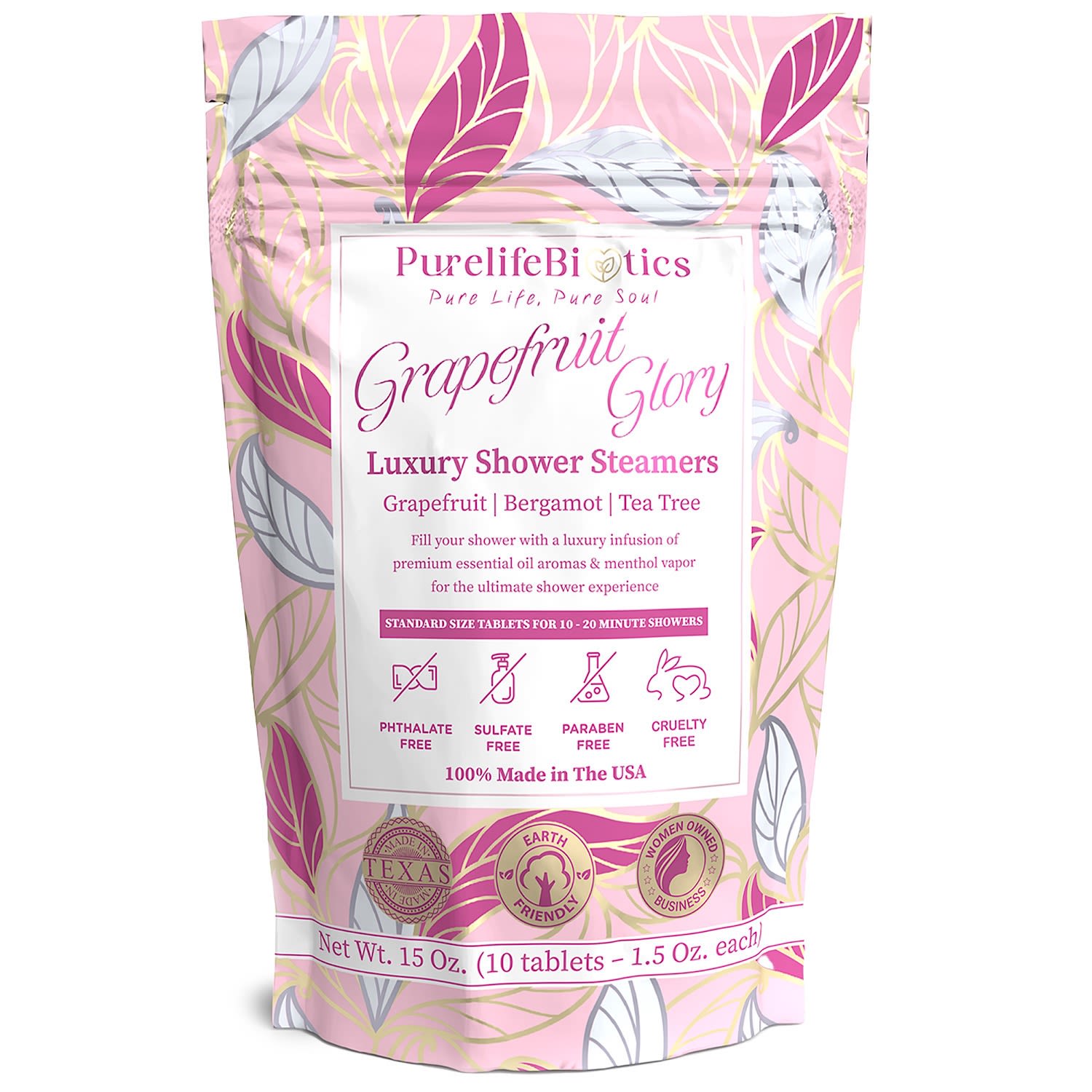 Pink / Purple Grapefruit Glory Shower Steamers - Pink & Purple One Size Purelifebiotics