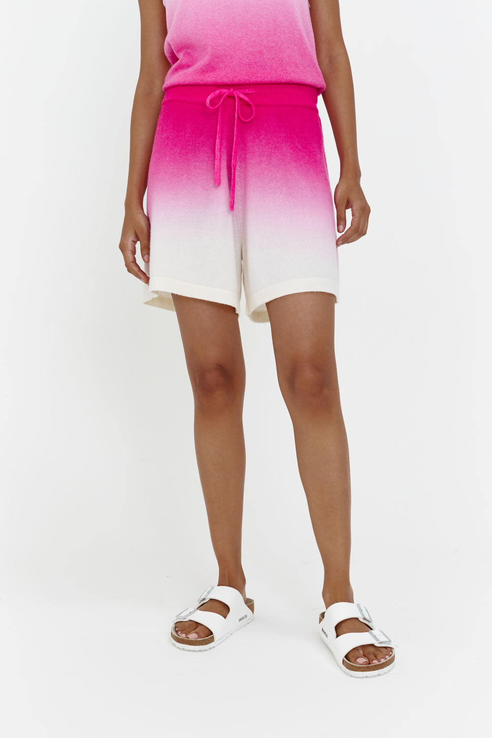 Pink Wool-Cashmere Dip Dye Shorts