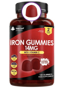 New Leaf Products Iron Gummies 14mg - 120 Iron Supplements Enriched Vitamin C £12.95
