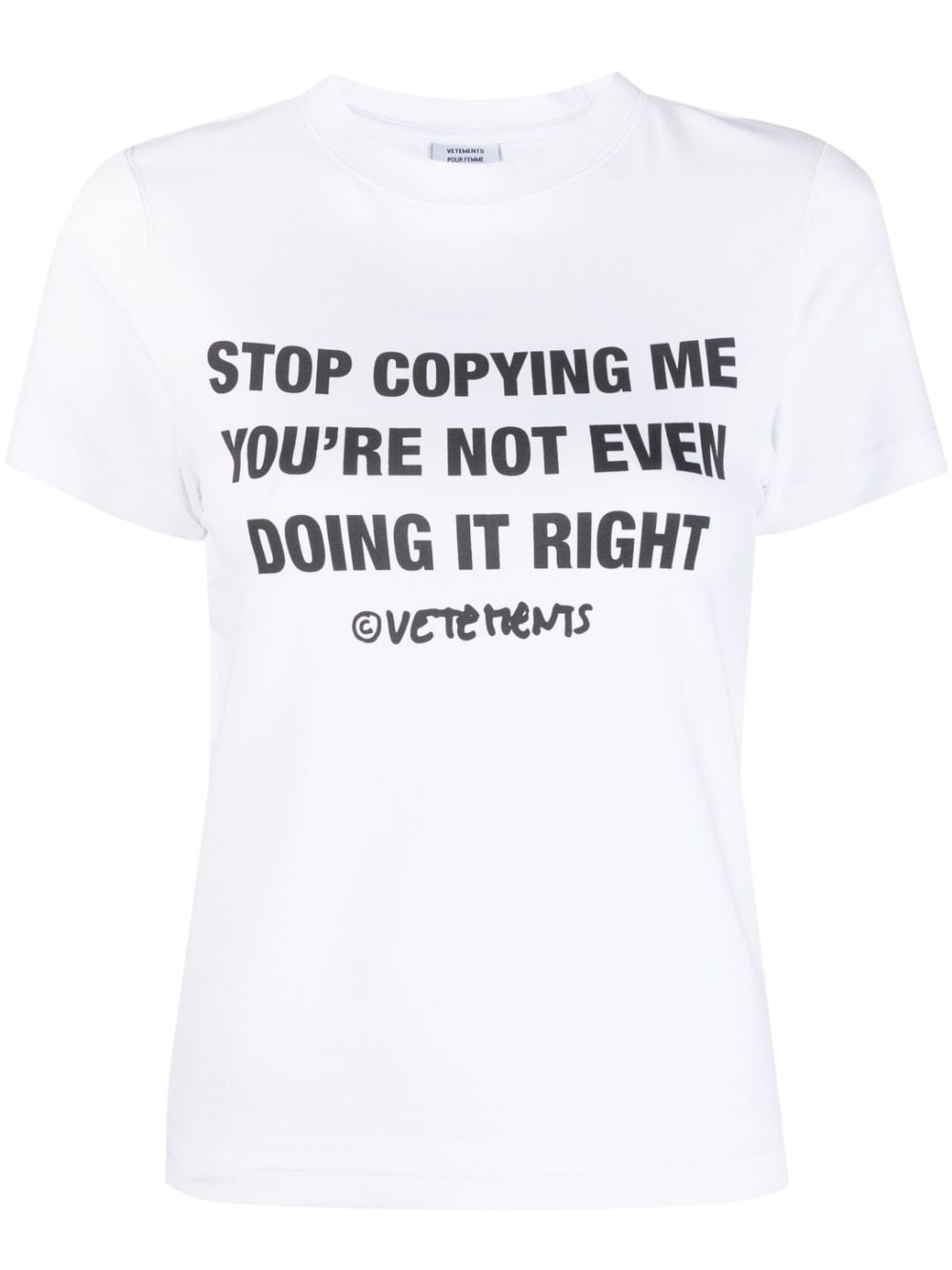 VETEMENTS slogan-print crew-neck T-shirt - White