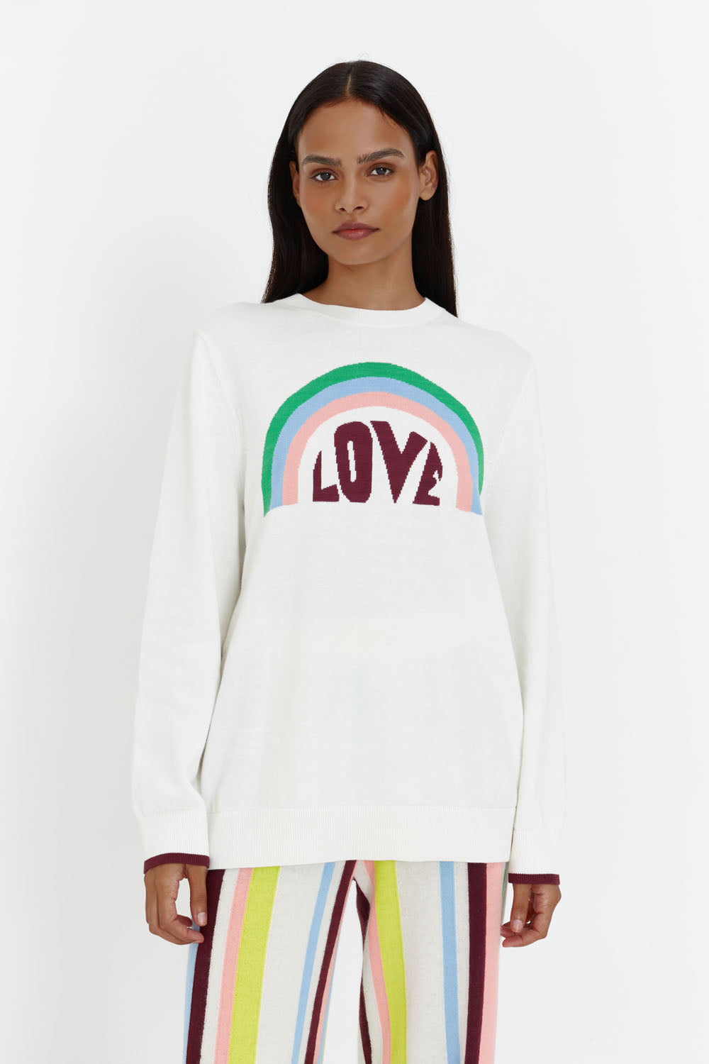 White Cotton Love Rainbow Sweater