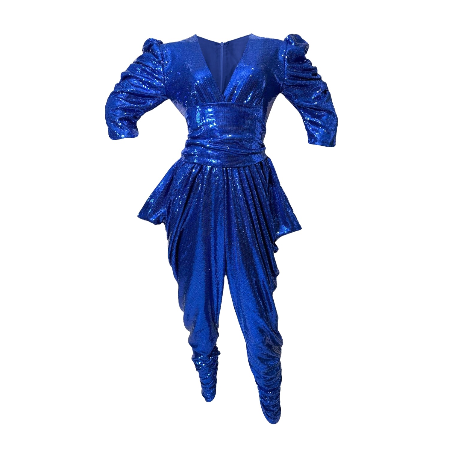 Women's Blue Livzie Electric Sequin Jumpsuit S/M Julia Clancey