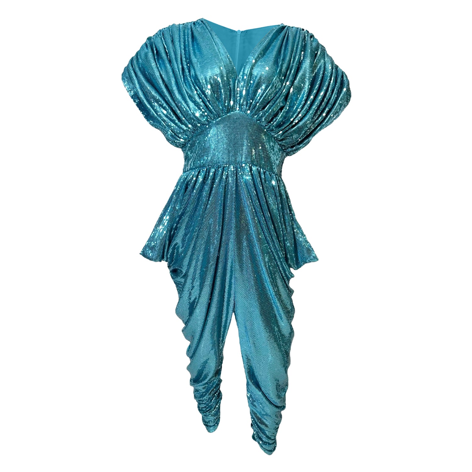 Women's Blue Zowie Azur Sequin Jumpsuit S/M Julia Clancey