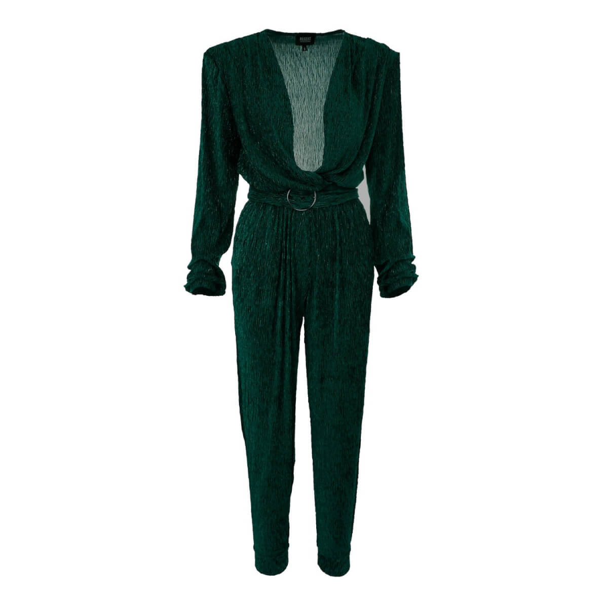 Women's Emerald Green Jumpsuit With Silver Inserts Extra Small Bluzat
