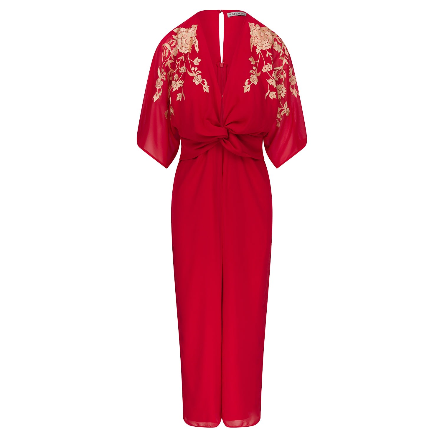 Women's The Divine Embroidered Flutter Sleeve Twist Front Jumpsuit Xxs Hope and Ivy