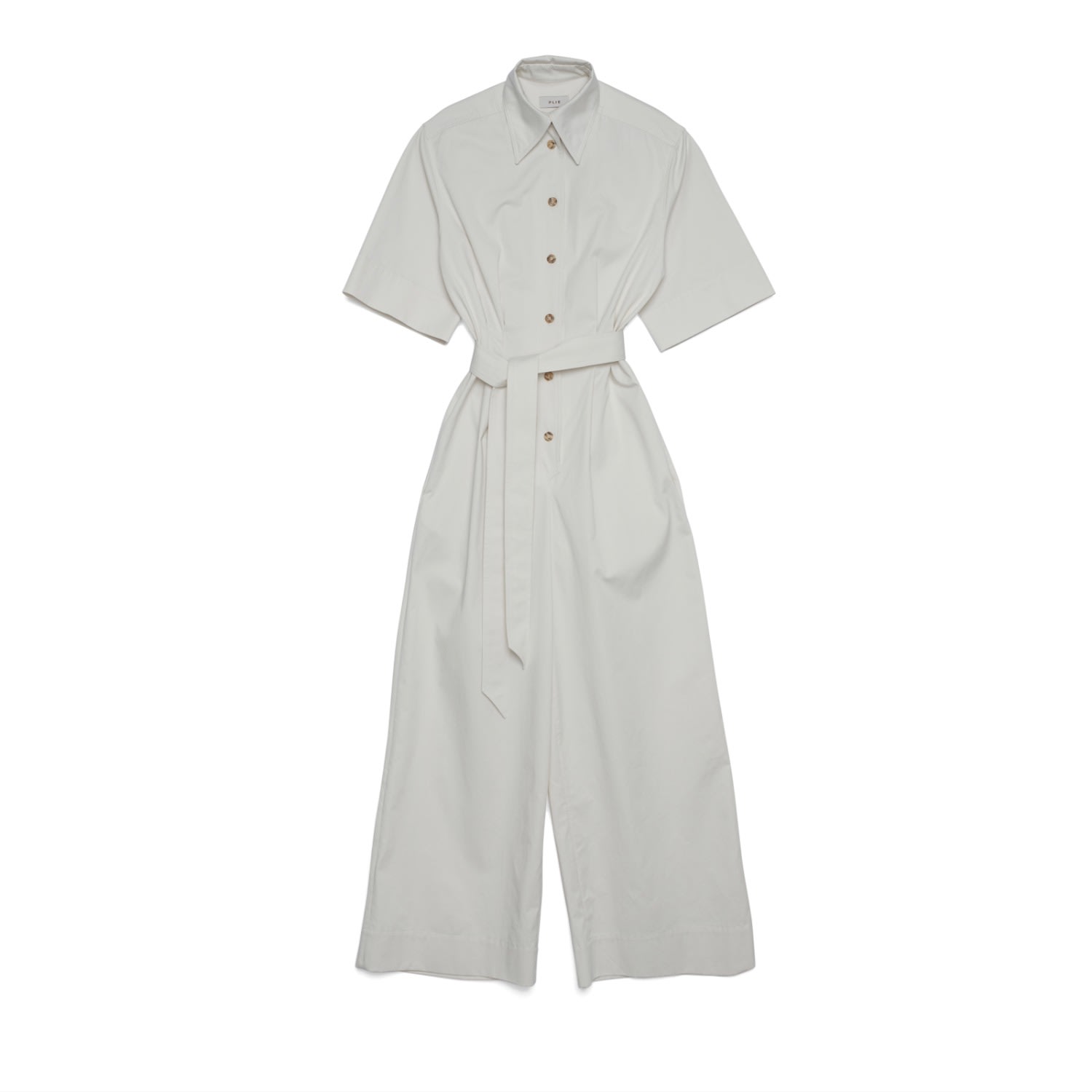Women's White Short Sleeve Cotton Jumpsuit Medium Plié
