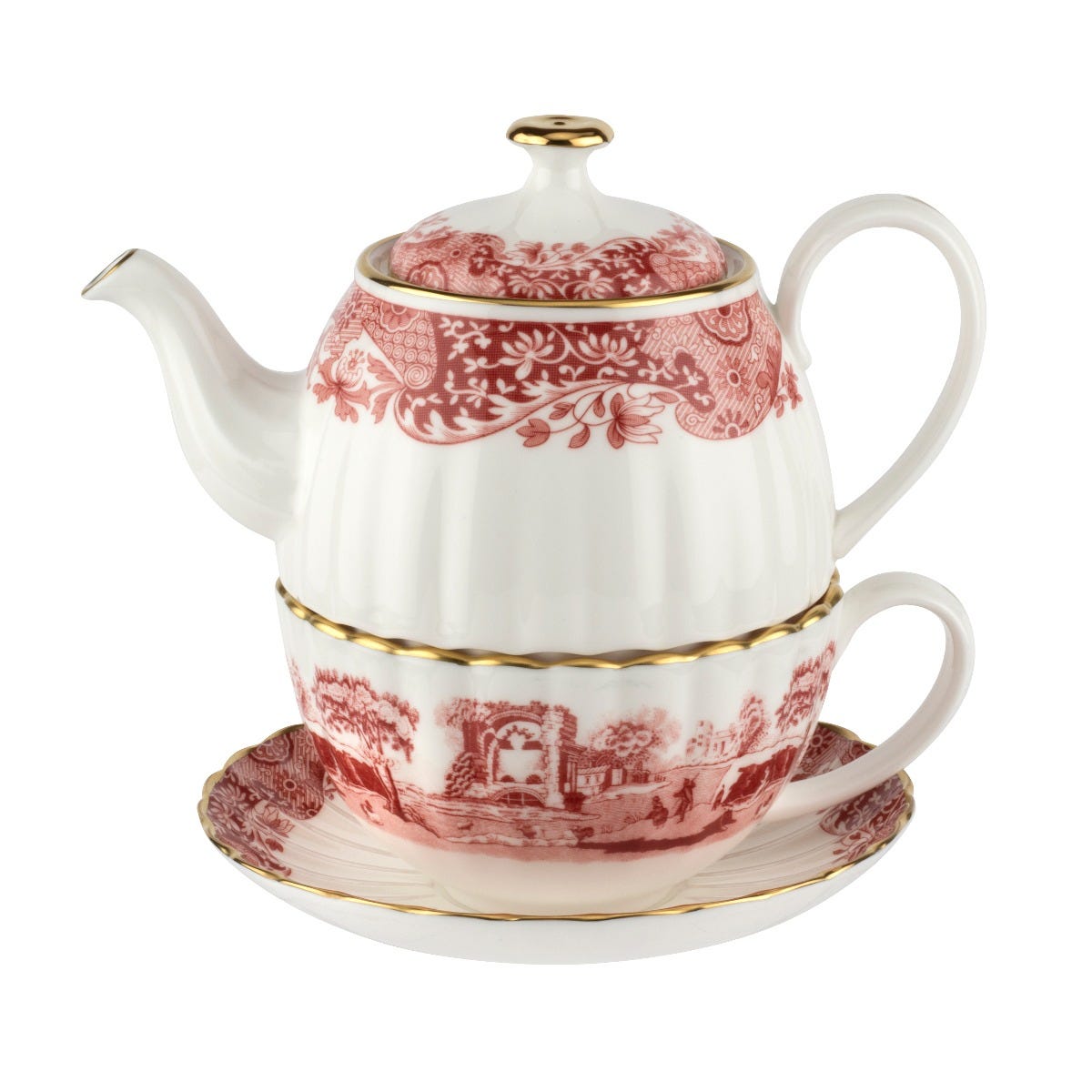 1770 Italian Tea for One, Cranberry, Spode