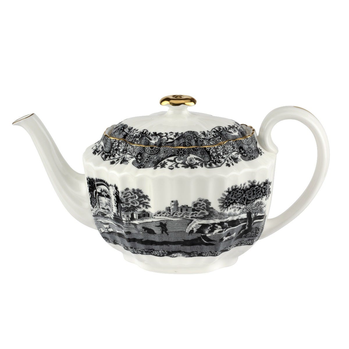 1770 Italian Teapot in Black, Large, Spode