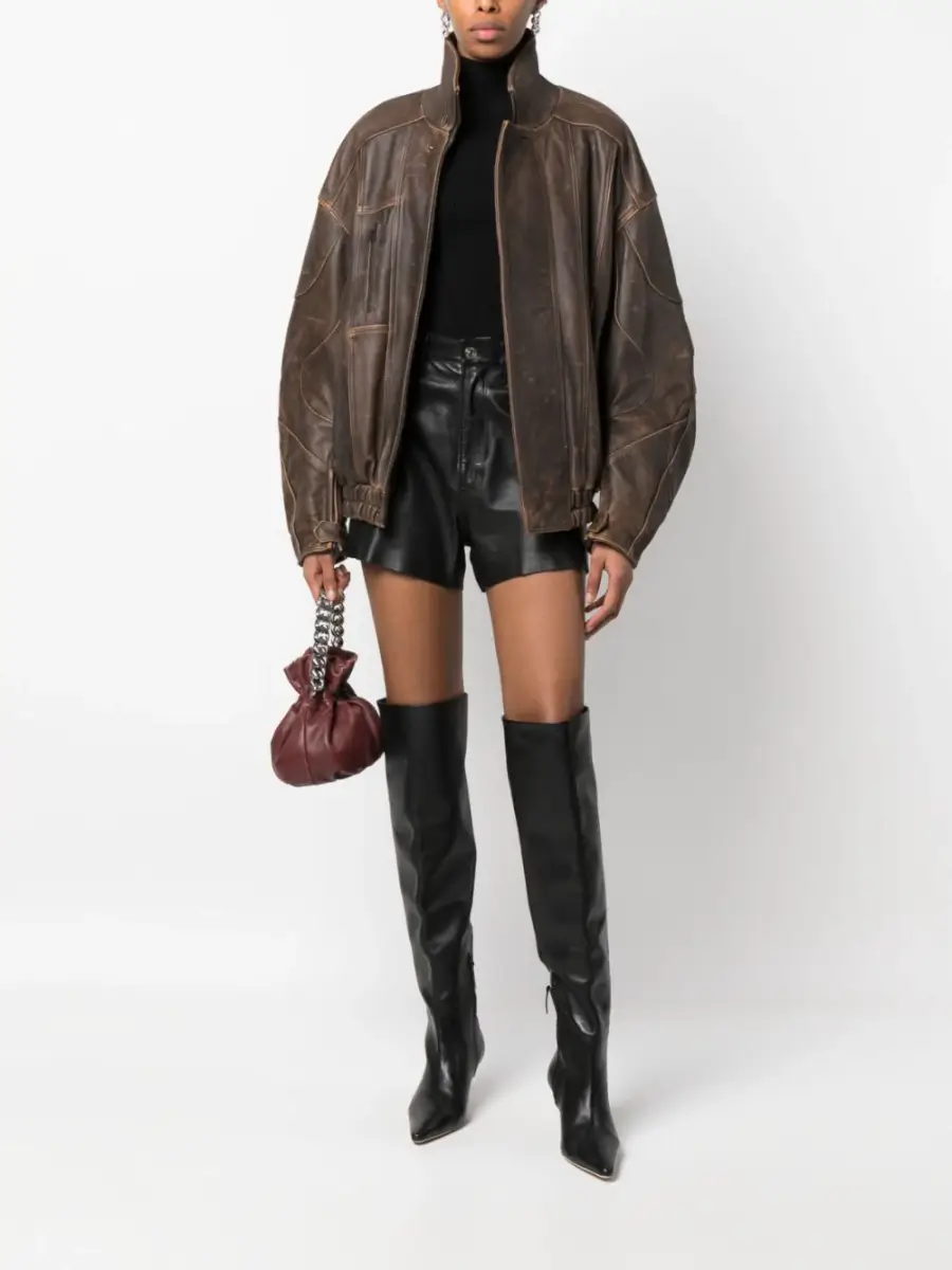 autumn runway Manokhi high-neck leather jacket £1,073