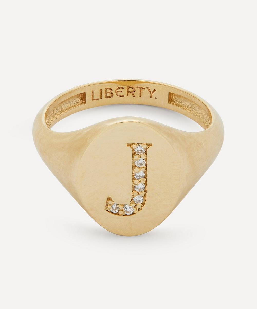 9ct Gold And Diamond Initial Liberty Signet Ring - J