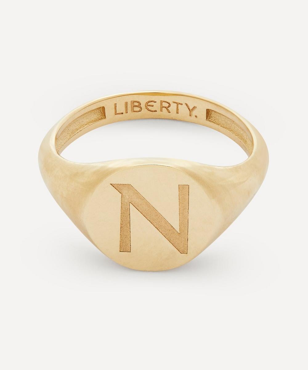 9ct Gold Initial Liberty Signet Ring - N