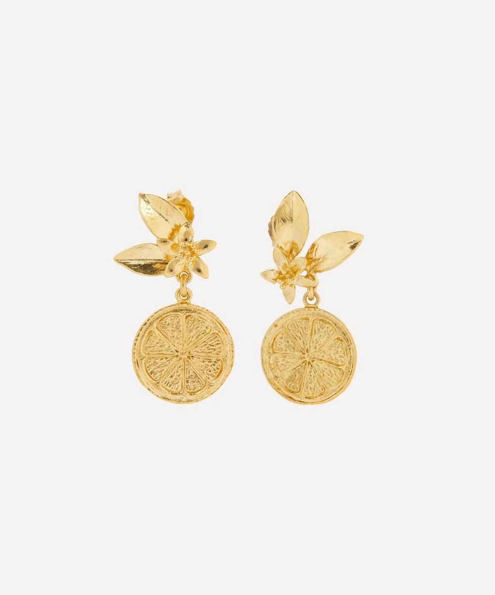 Alex Monroe 22ct Gold-plated Orange Blossom With Orange Slice Drops Stud Earrings