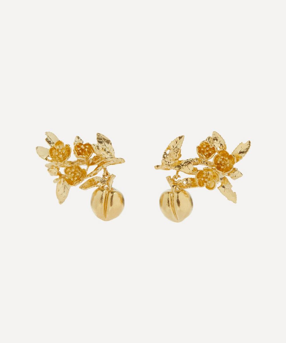 Alex Monroe 22ct Gold-plated Peach Blossom Branch Climber Stud Earrings