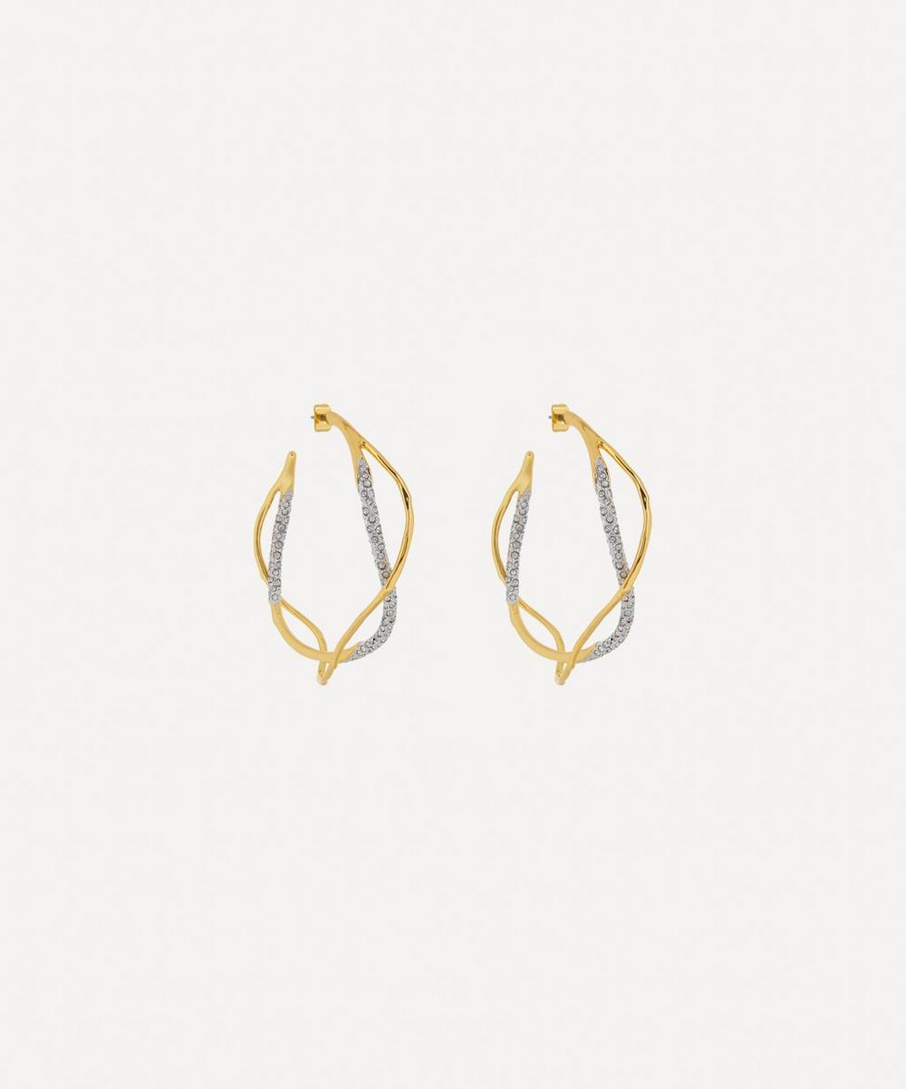 Alexis Bittar 14ct Gold-plated Intertwined Two Tone Pave Hoop Earrings
