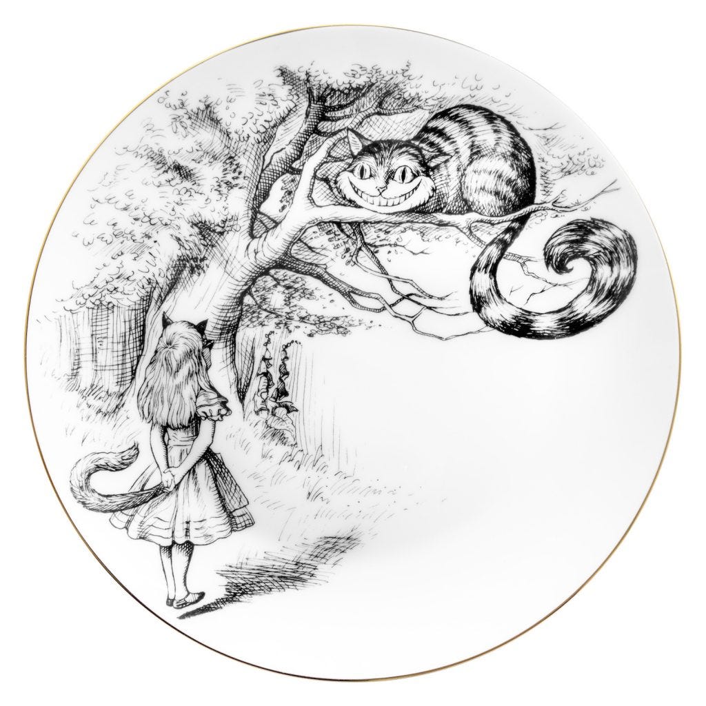 Alice In Wonderland Cheshire Cat Plate, Large, Gold, Rory Dobner