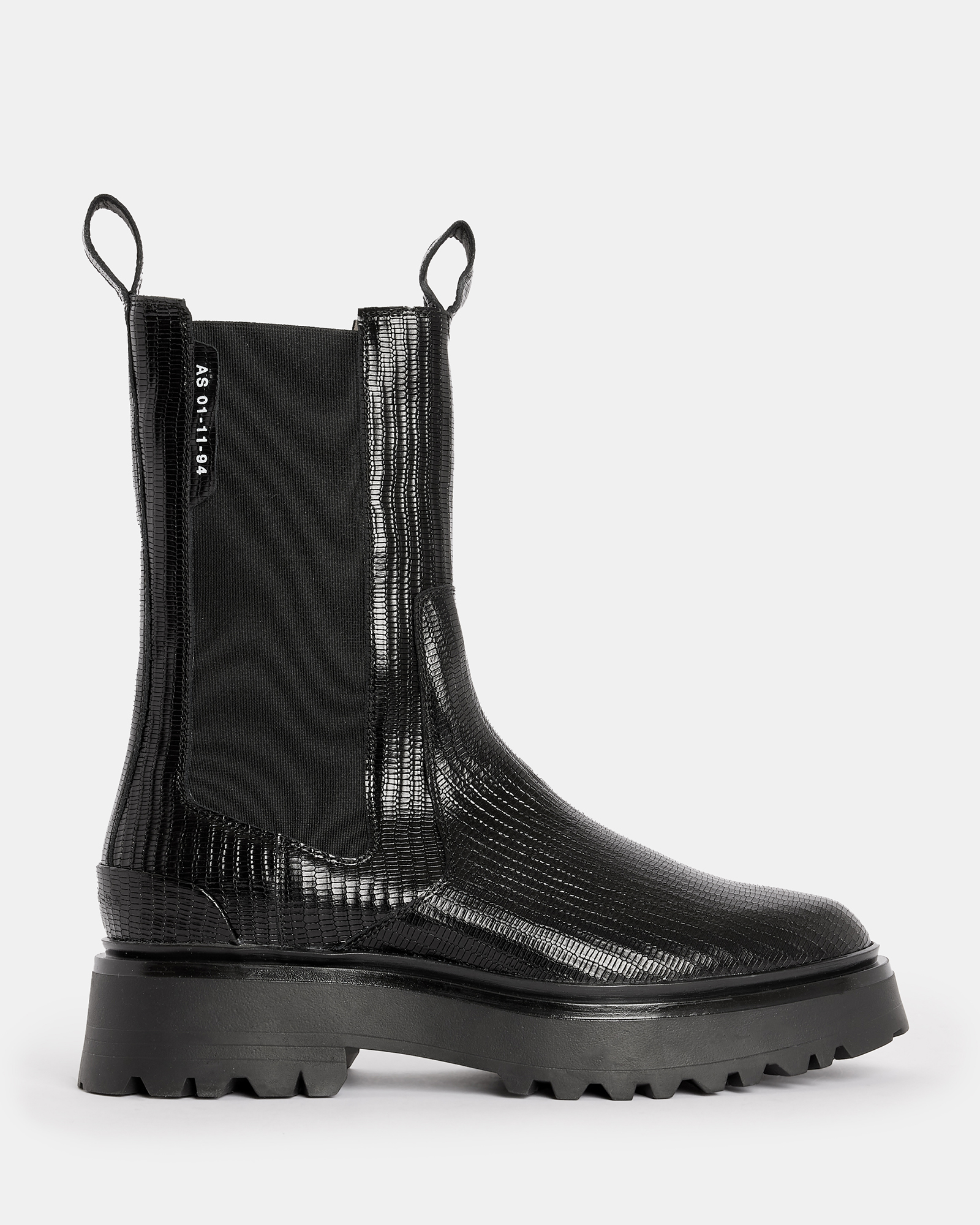 AllSaints Amber Leather Snakeskin Effect Boots
