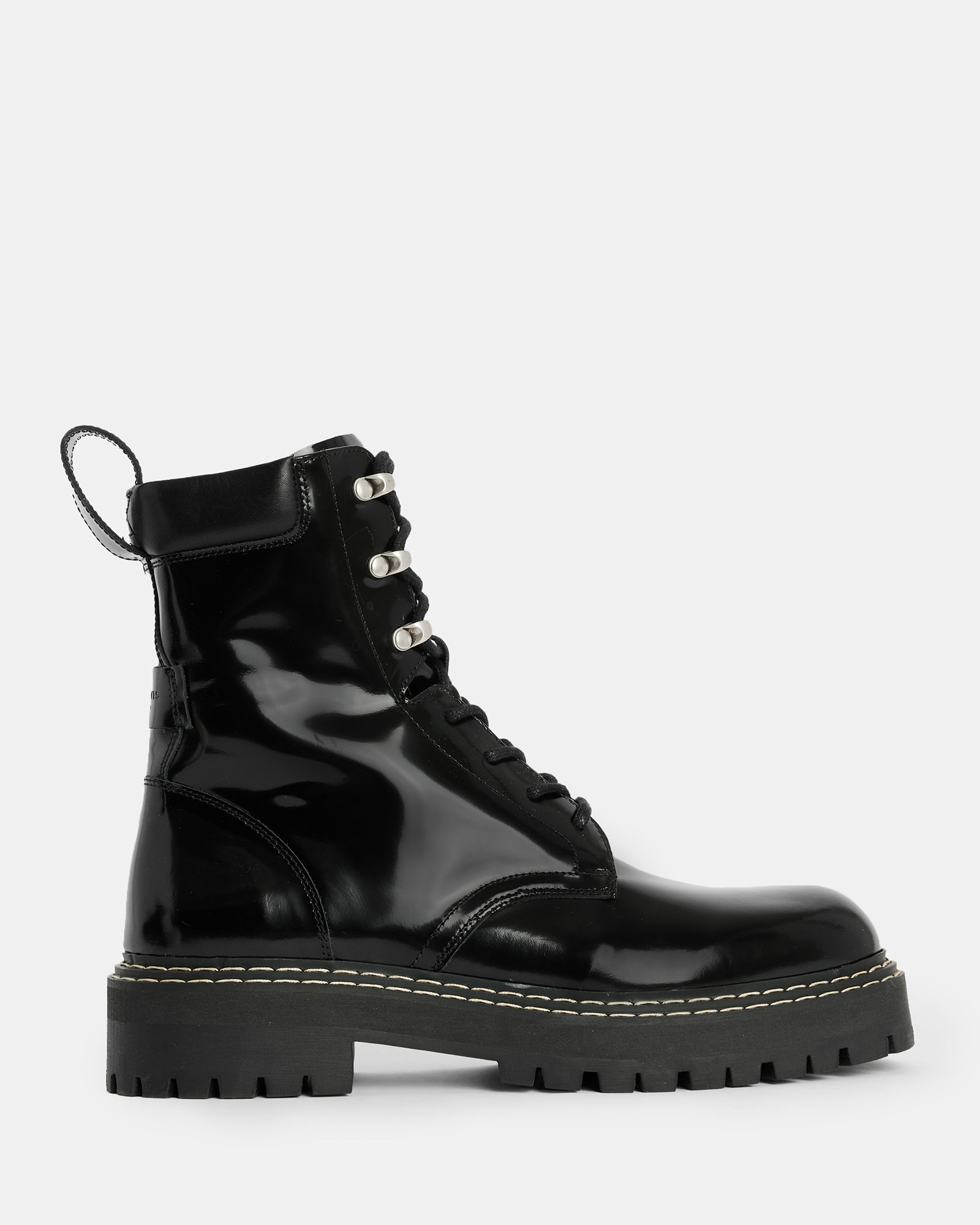 AllSaints Heidi Shiny Leather Lace Up Boots