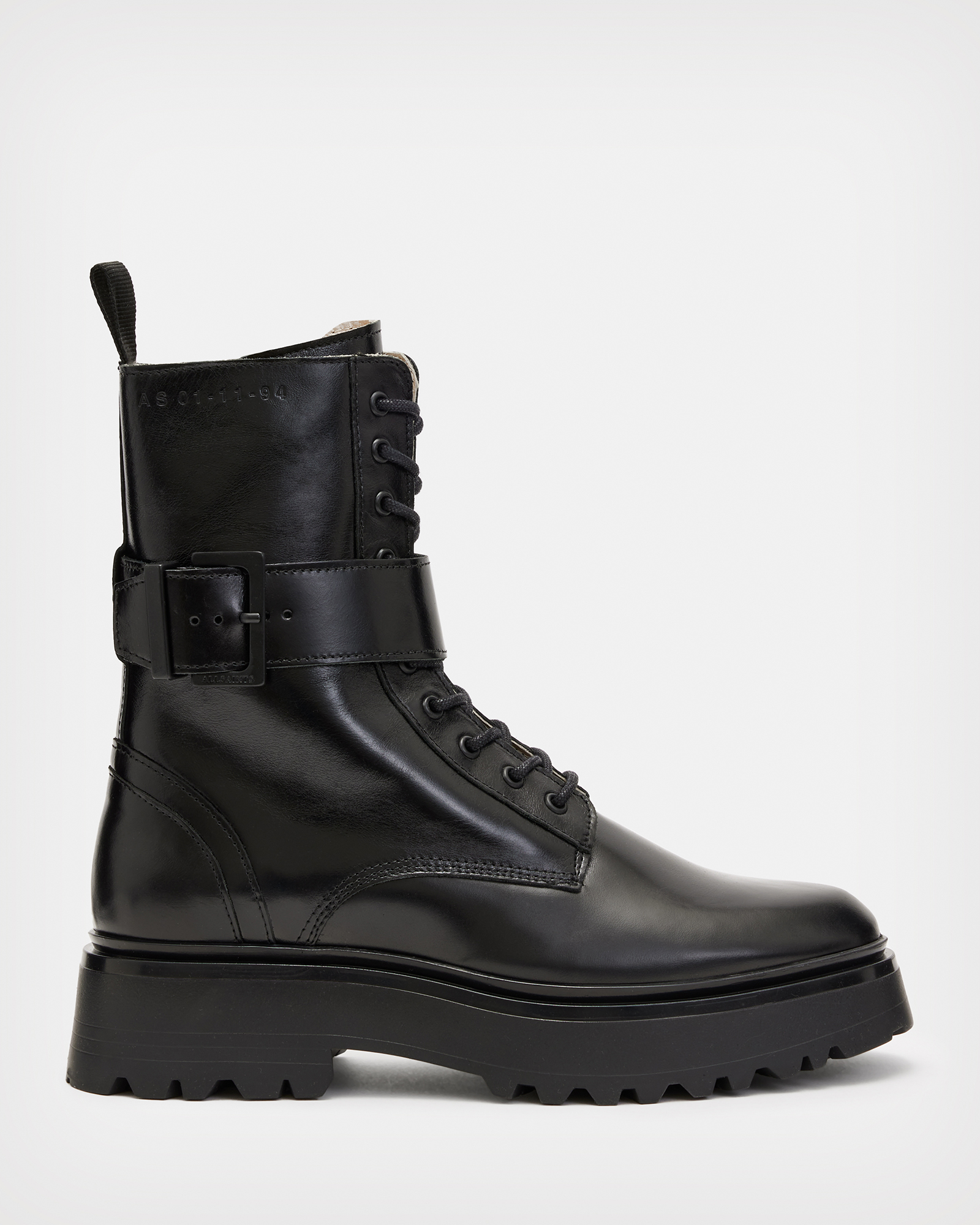 AllSaints Onyx Leather Buckle Boots