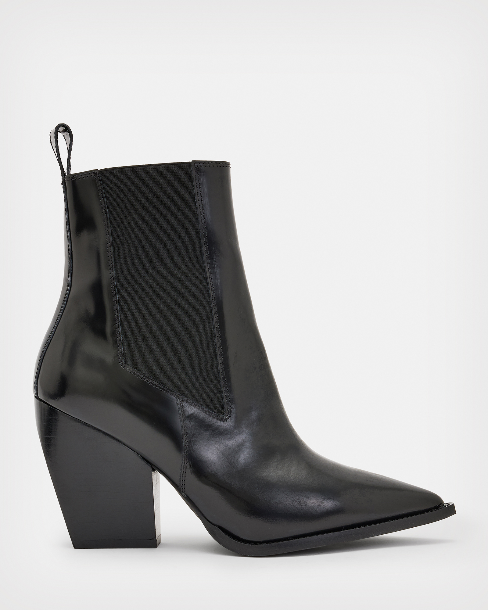 AllSaints Ria Pointed Leather Heeled Boots