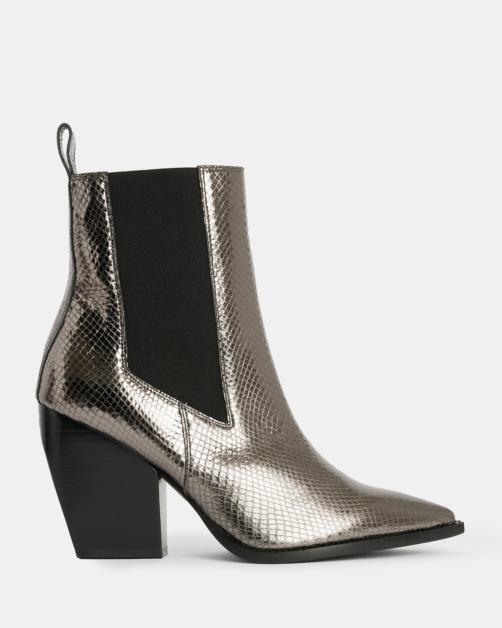 AllSaints Ria Snakeskin Effect Leather Boots