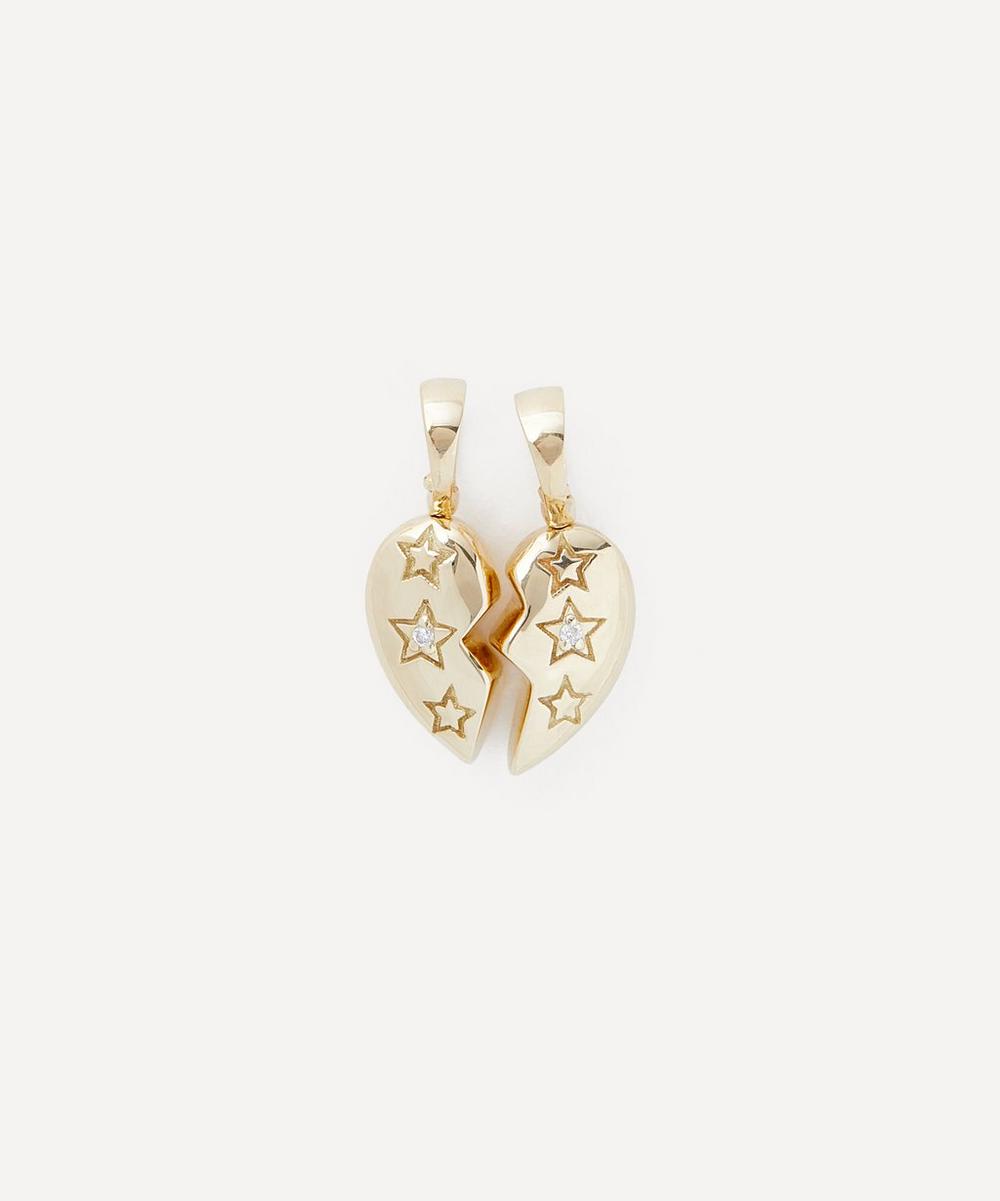 Anna + Nina 14ct Gold Piece Of My Heart Charm Set Of Two