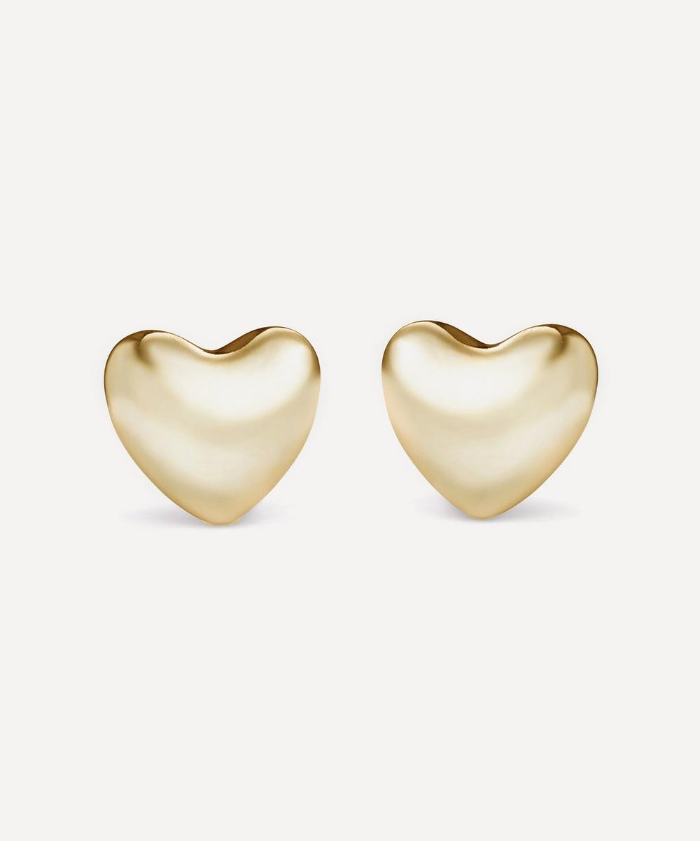 Annika Inez 14ct Gold-plated Voluptuous Heart Stud Earrings