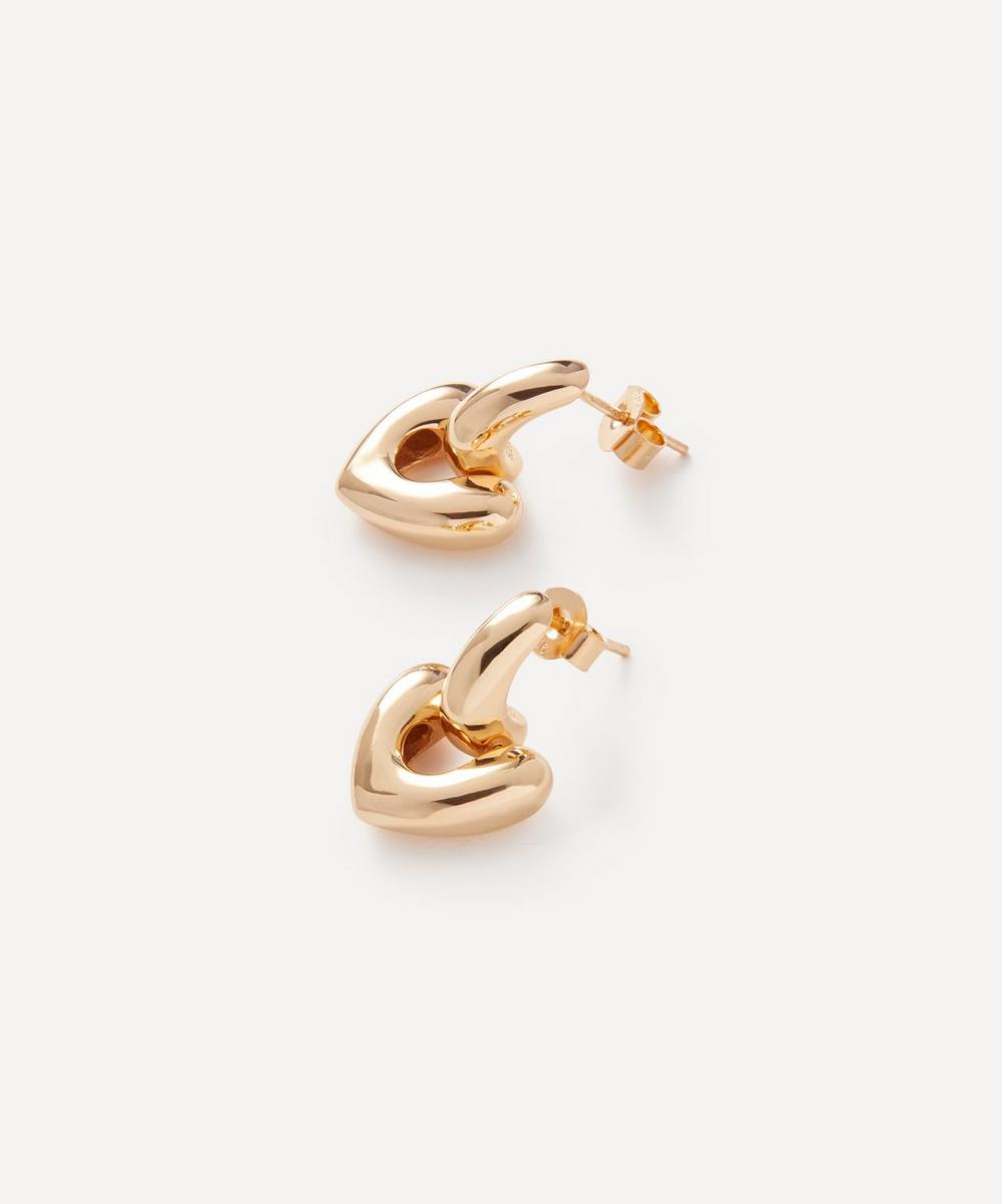 Annika Inez Small Detachable 14ct Gold-plated Heart Drop Earrings