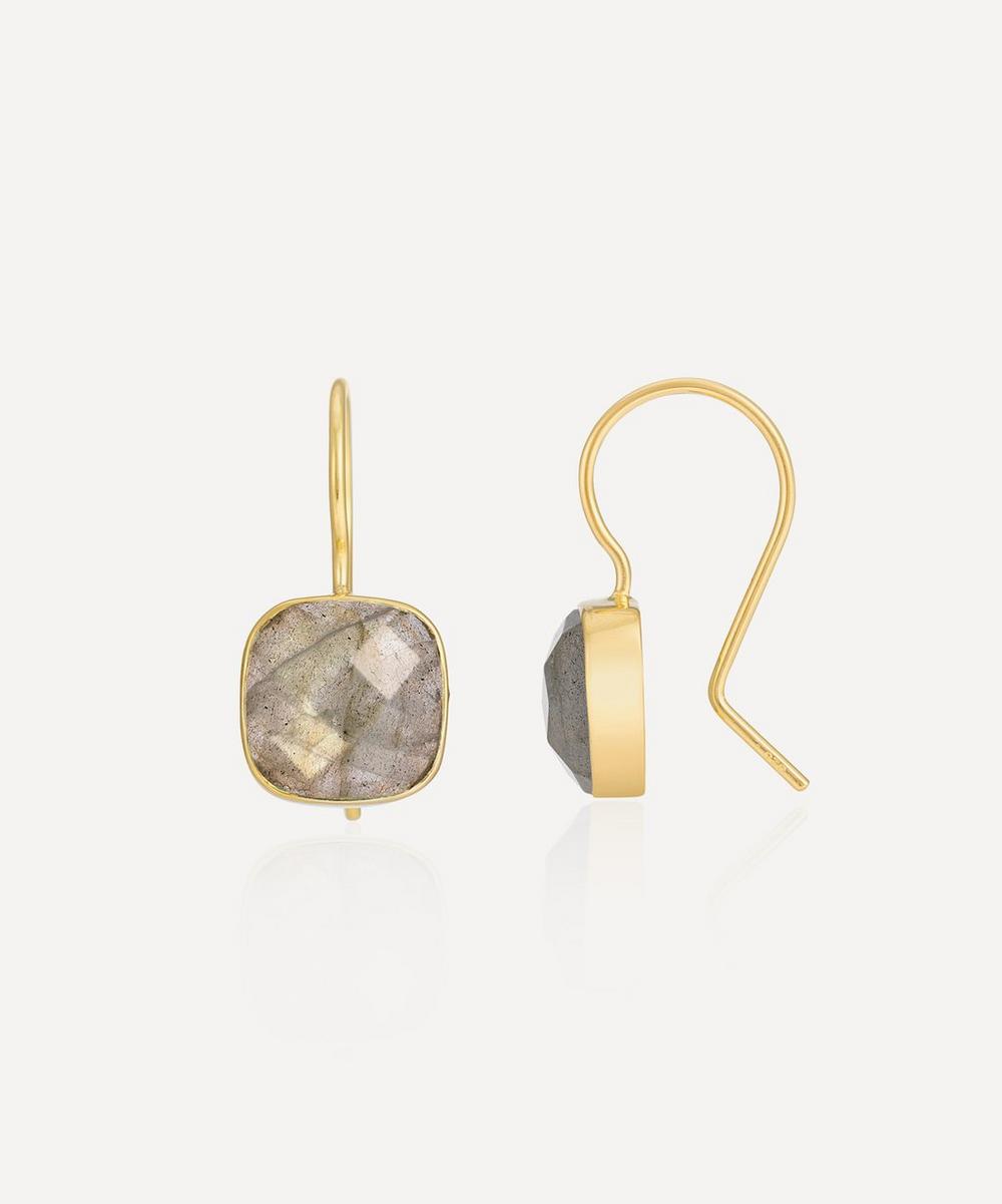 Auree 18ct Gold-plated Vermeil Silver Mondello Labradorite Square Drop Earrings