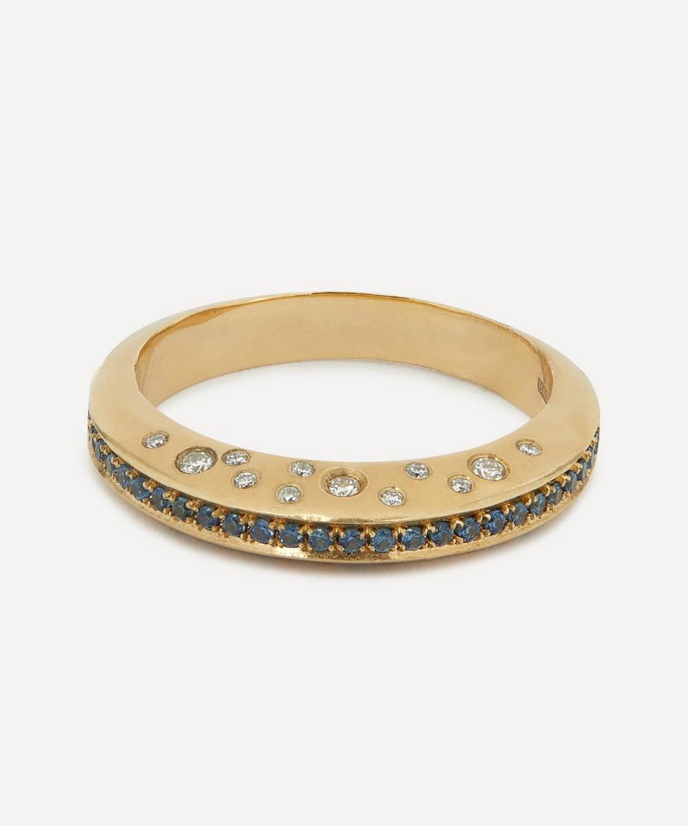 Balint Samad 9ct Gold Martian Sapphire And Diamond Halo Ring