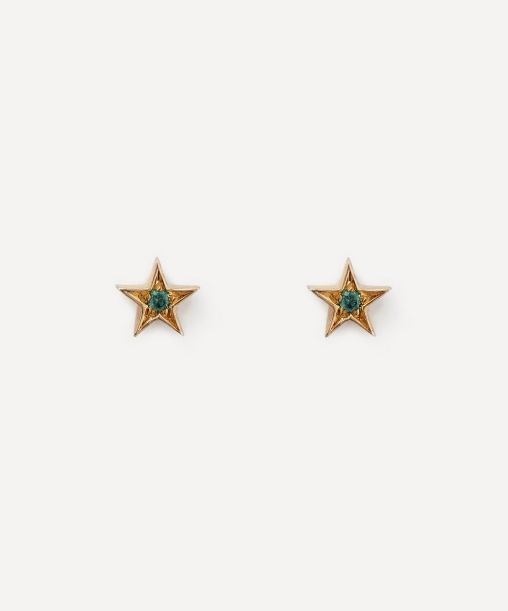 Balint Samad 9ct Gold Sirius Blue Sapphire Star Stud Earrings