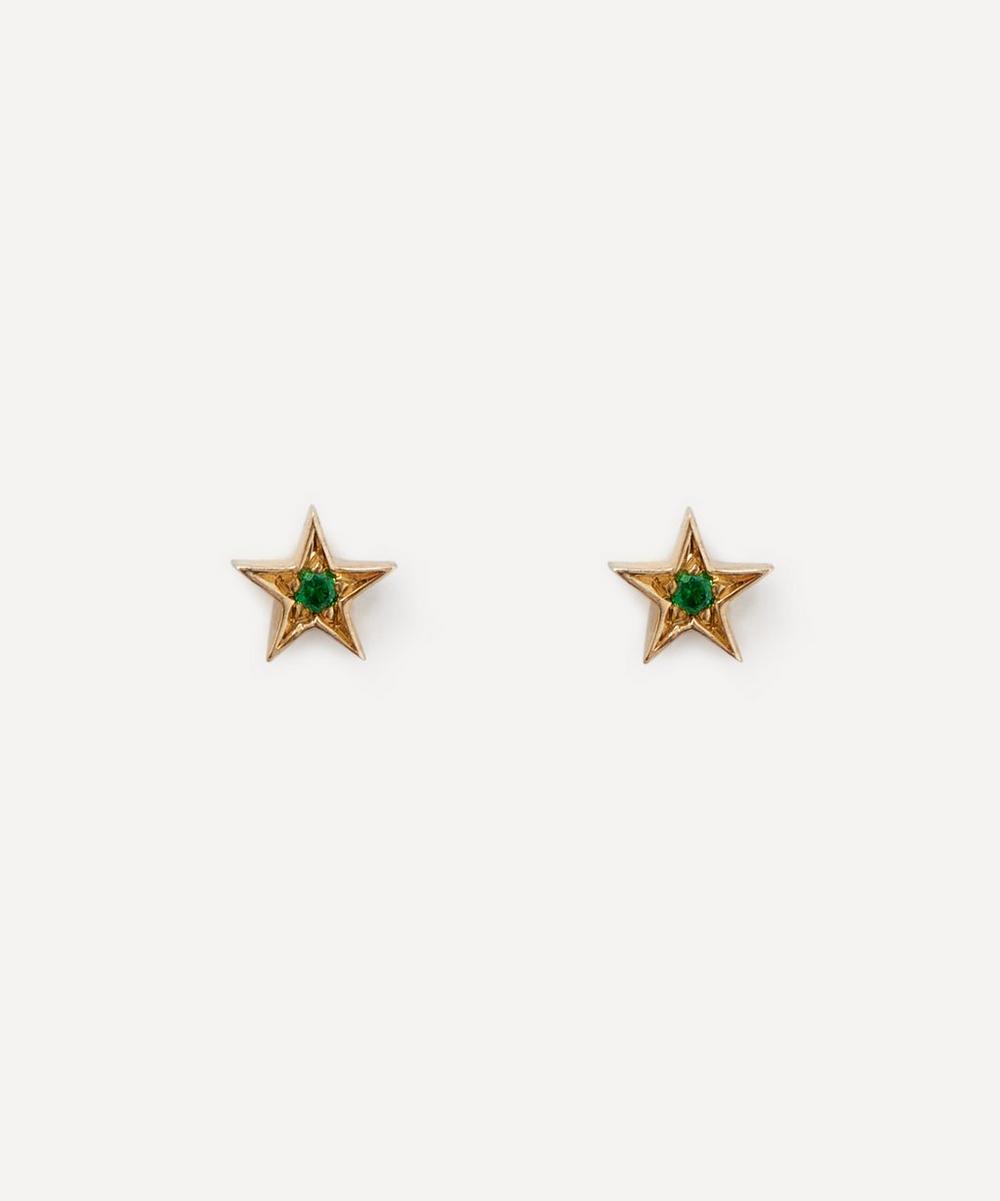 Balint Samad 9ct Gold Sirius Green Tsavorite Star Stud Earrings