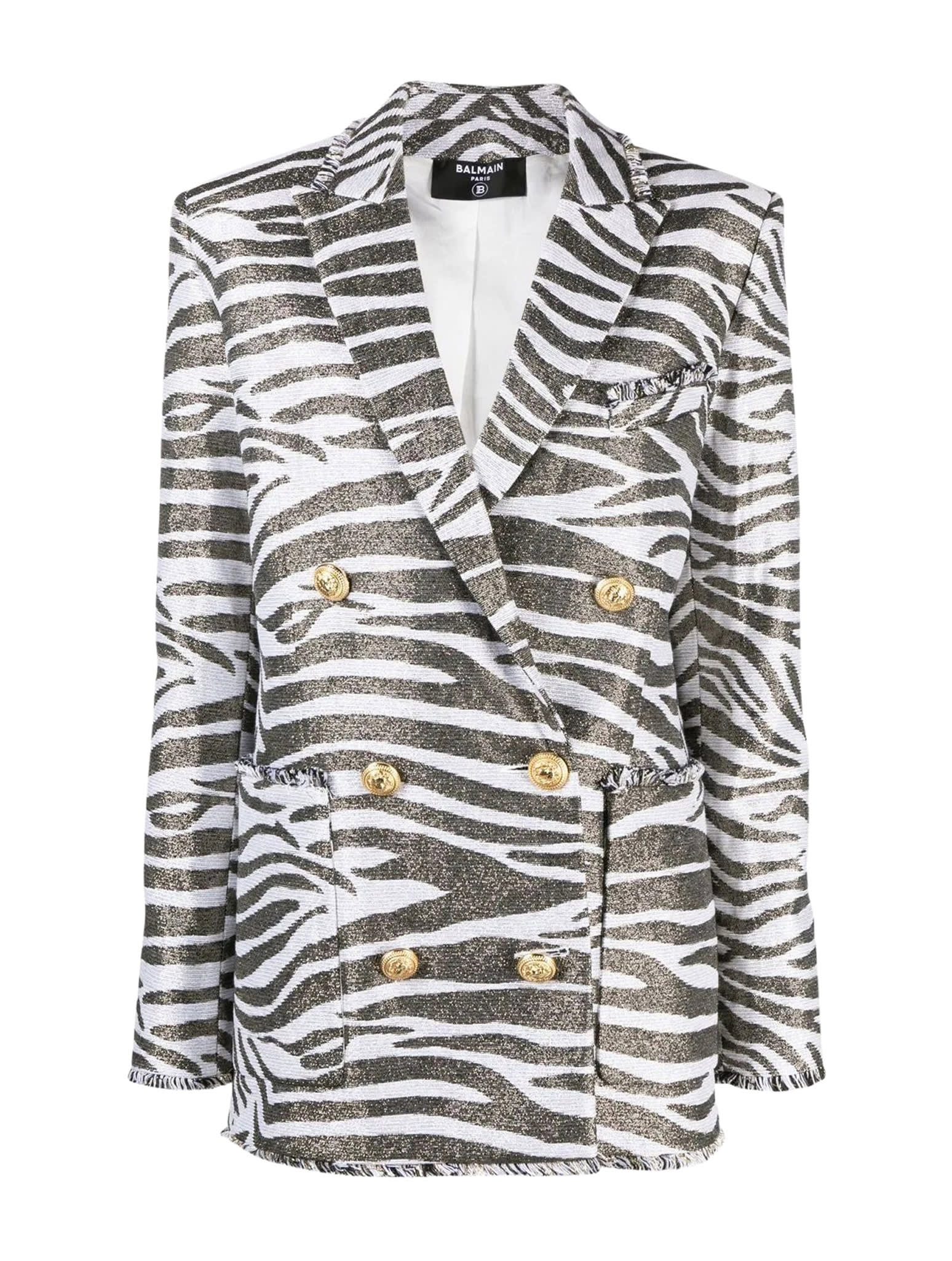 Balmain Zebra Lurex 6 Btn Blazer Jacket