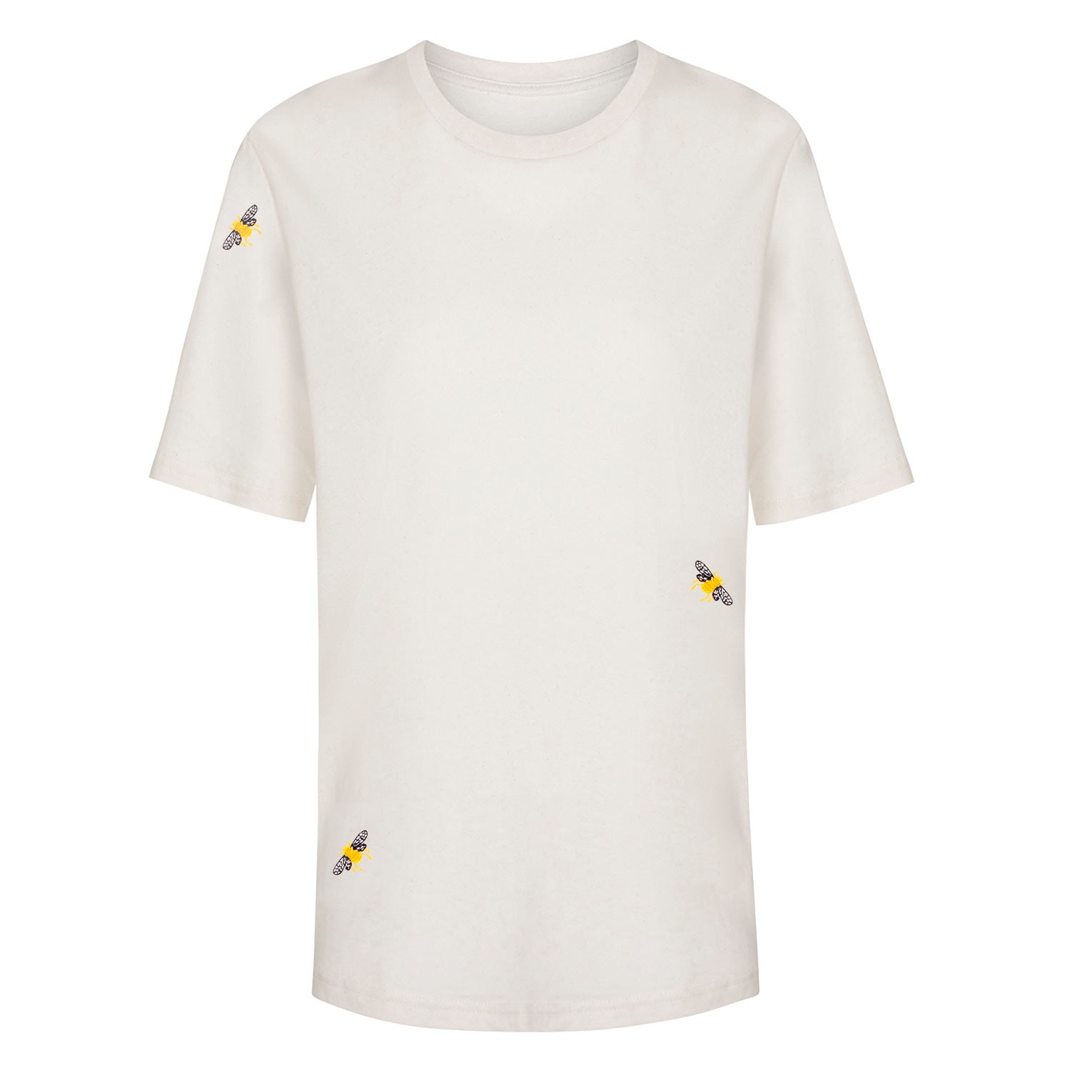 Bee Embroidered Recycled T-Shirt White Women Extra Large Ingmarson