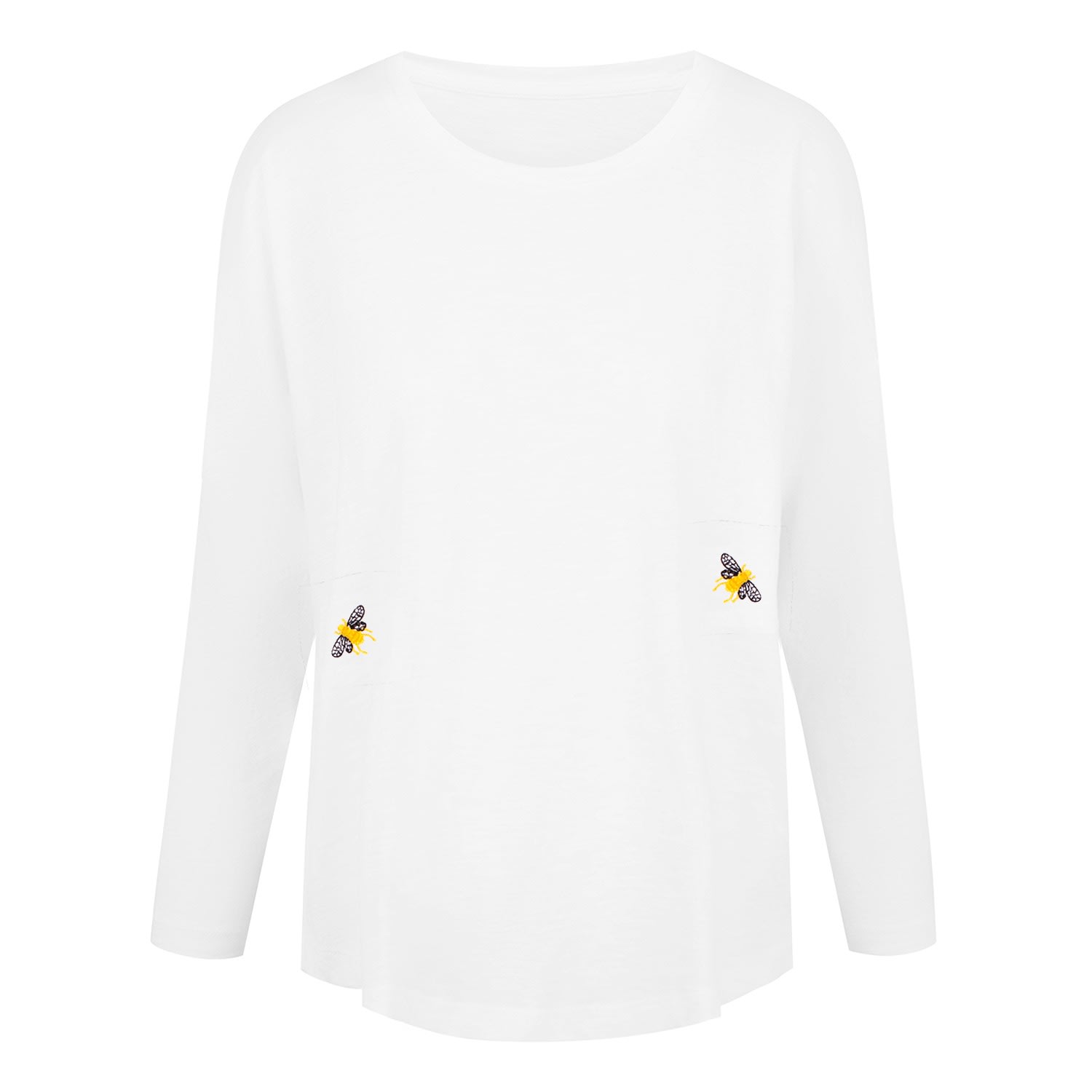 Bee Embroidered Slub T-Shirt White Women Medium Ingmarson
