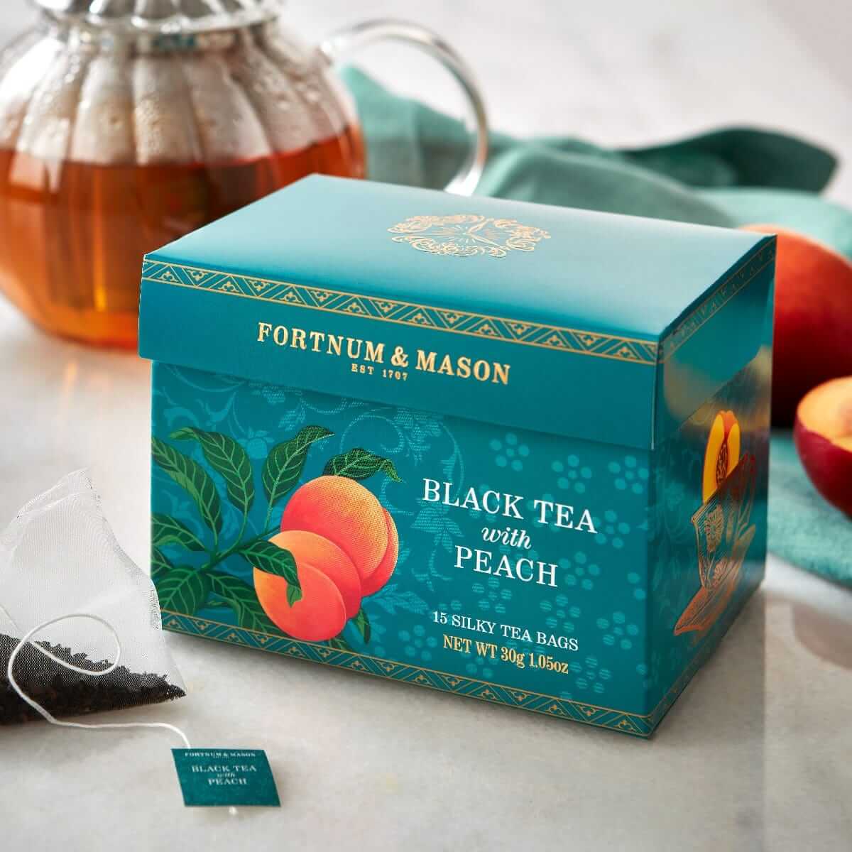 Black Tea with Peach, 15 Silky Tea Bags, 30g, Fortnum & Mason