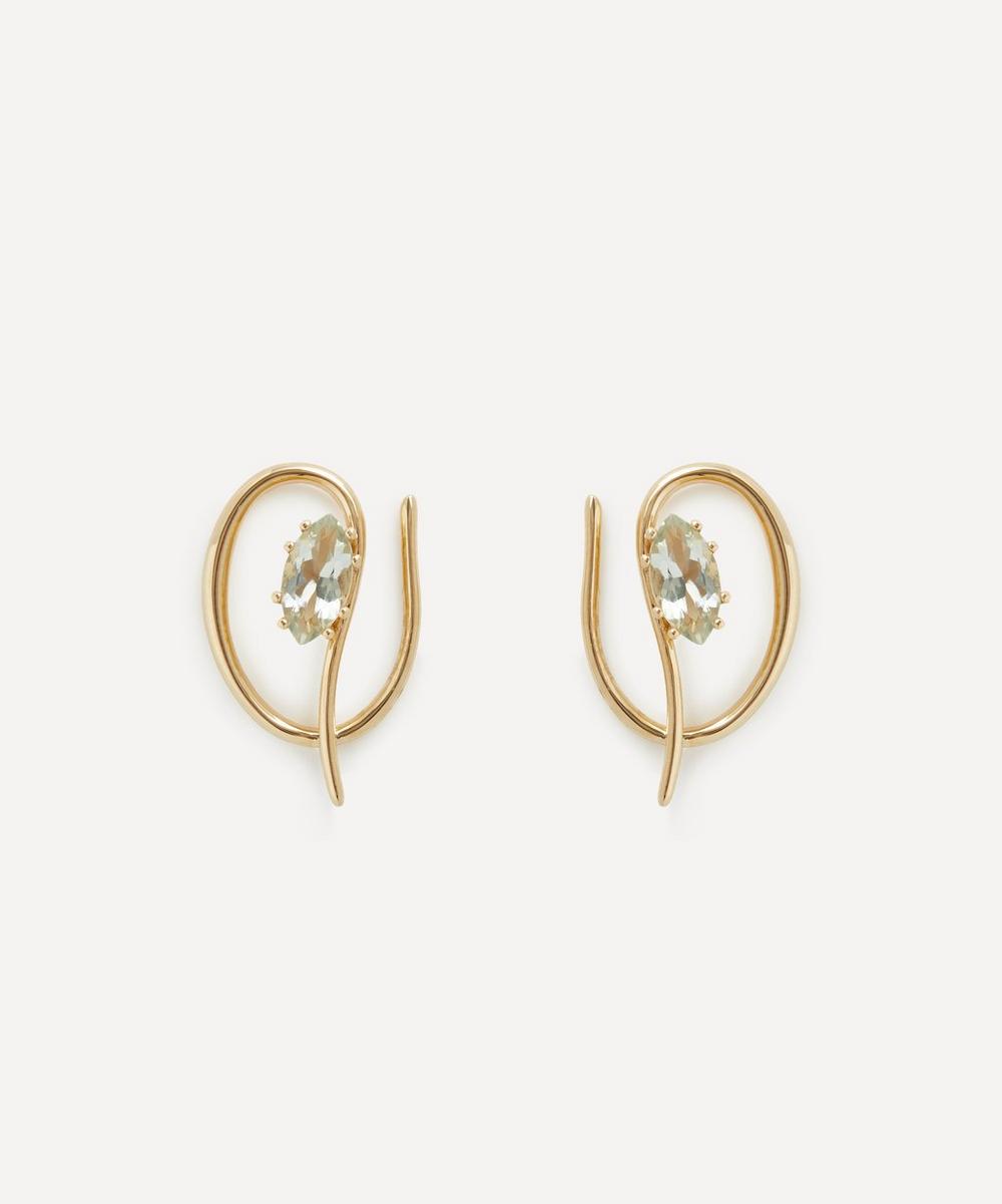 By Pariah 14ct Gold Ellipse Amethyst Stud Earrings
