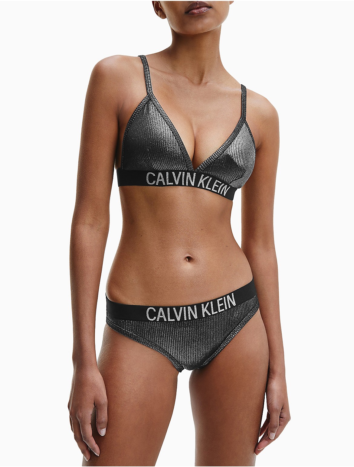 Calvin Klein Women's Core Solids Triangle Bikini Top - Black - S