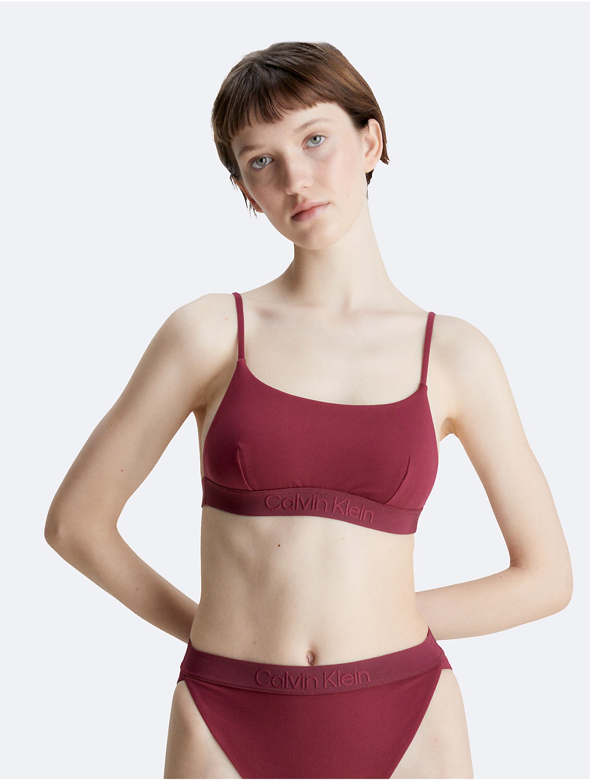 Calvin Klein Women's Core Tonal Bralette Bikini Top - Red - XS