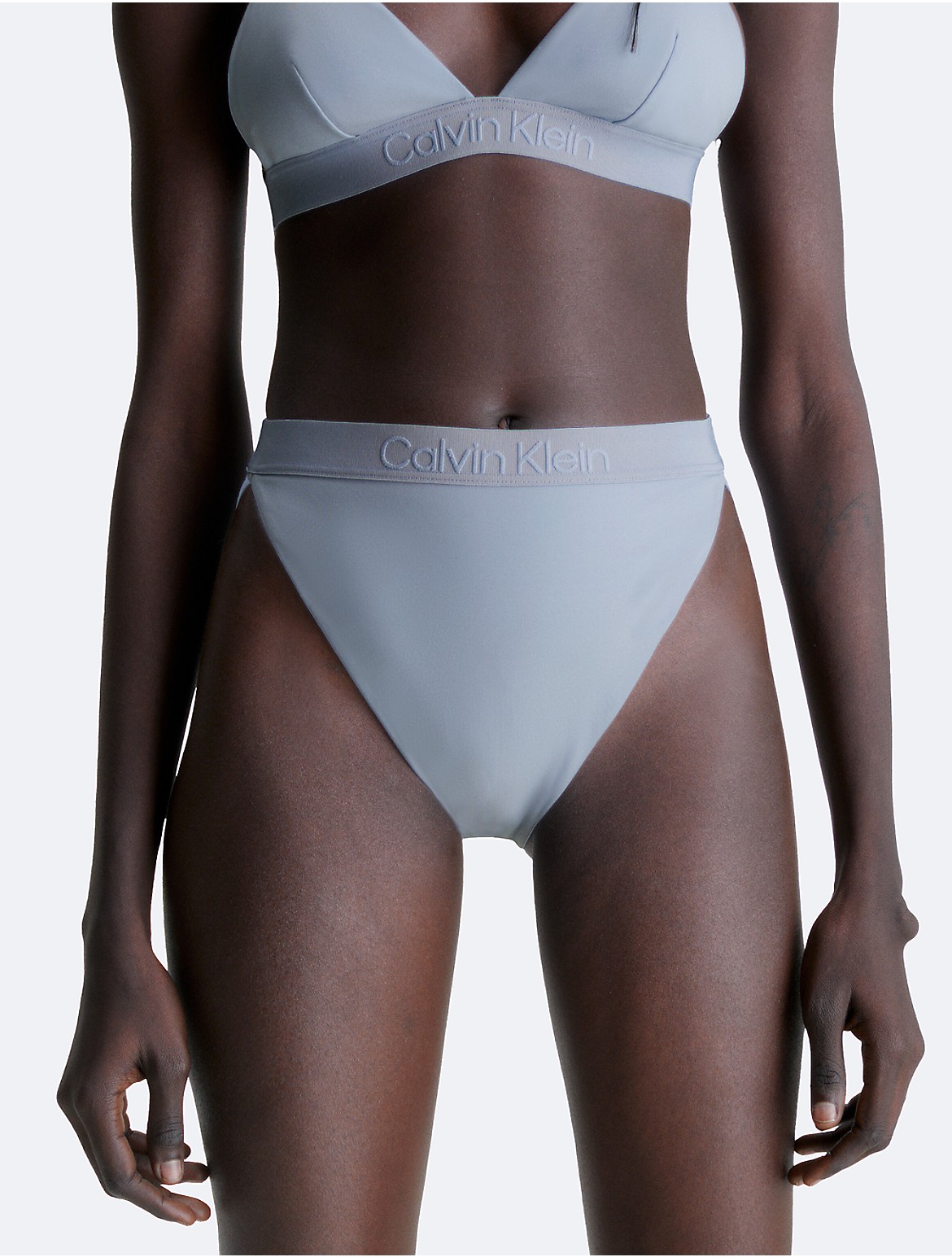 Calvin Klein Women's Core Tonal High Waist Bikini Bottom - Blue - 1X